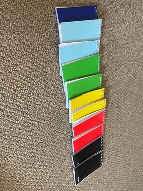 Colorful Spiral Notebooks - Blue, Light Blue, Green, Yellow, Red, Black